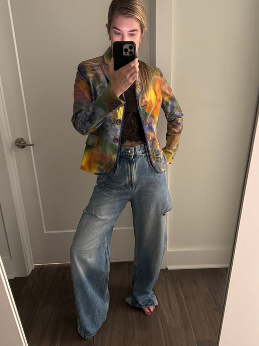 Moschino cheap and chic watercolor cotton blazer S