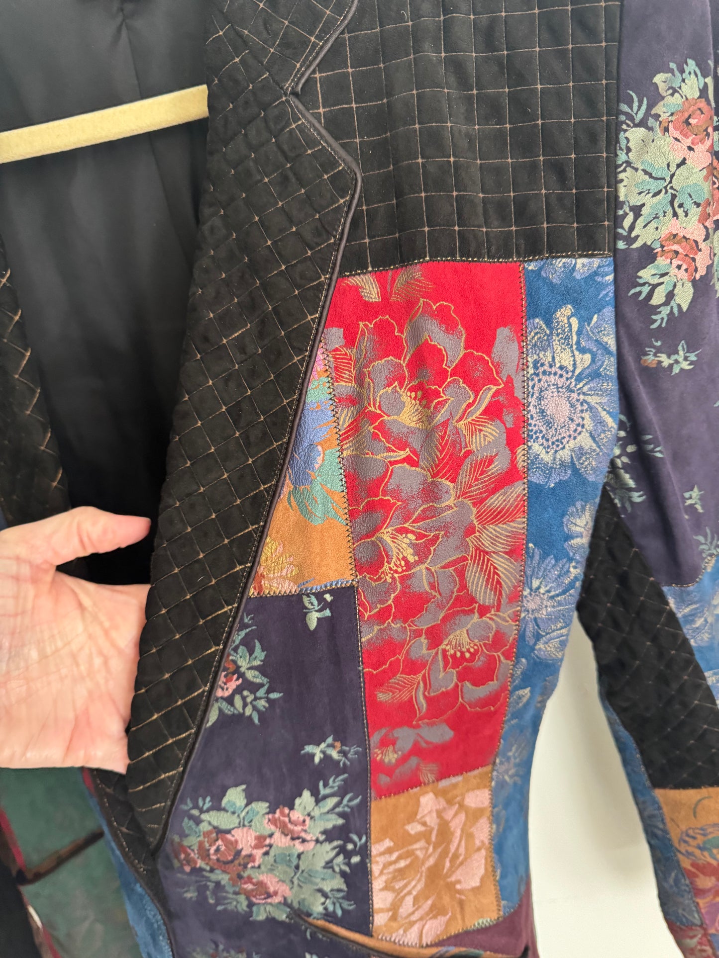 Roberto Cavalli patchwork painted suede blazer S