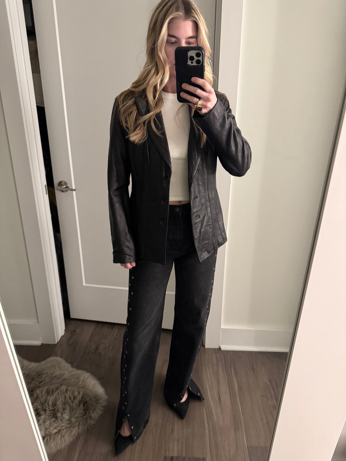 Jones NY/Vintage Twin lambskin leather blazer M