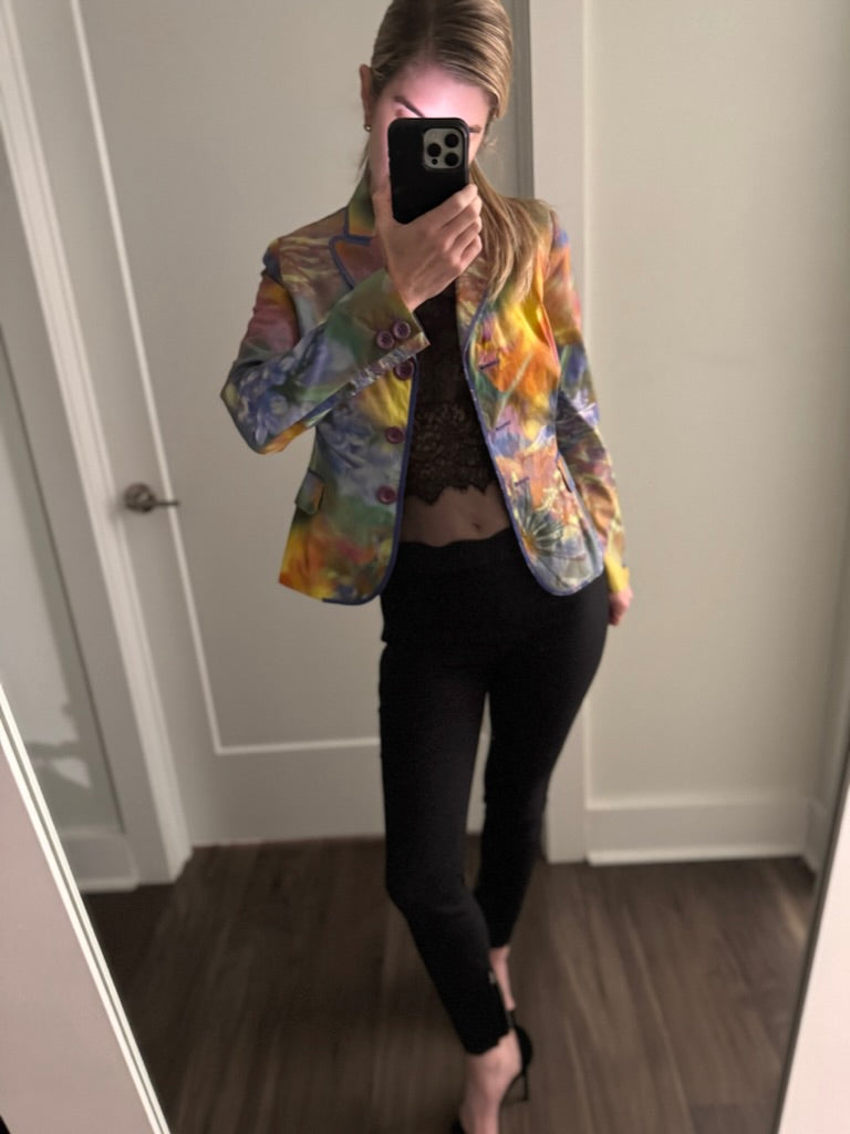 Moschino cheap and chic watercolor cotton blazer S