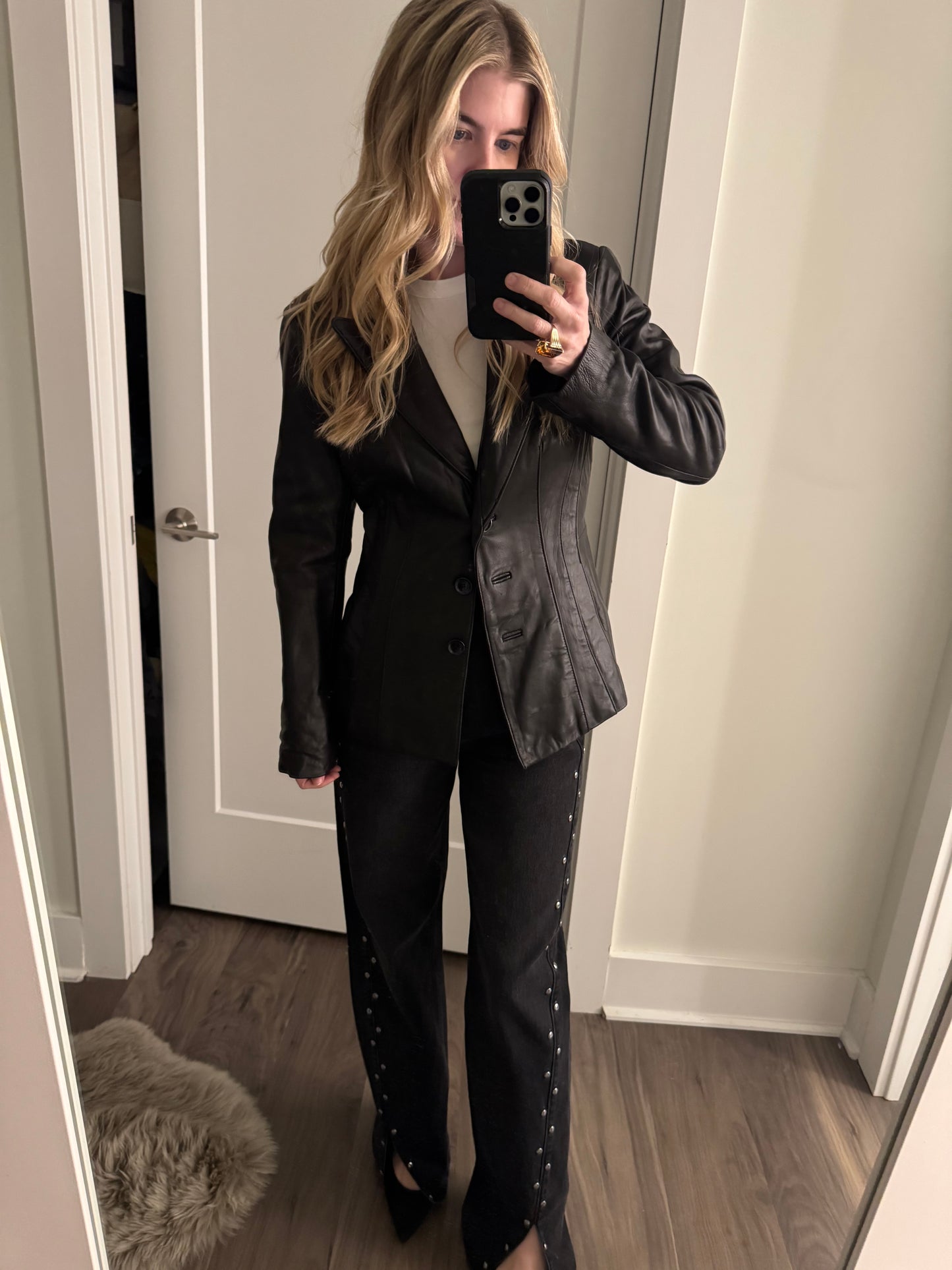 Jones NY/Vintage Twin lambskin leather blazer M