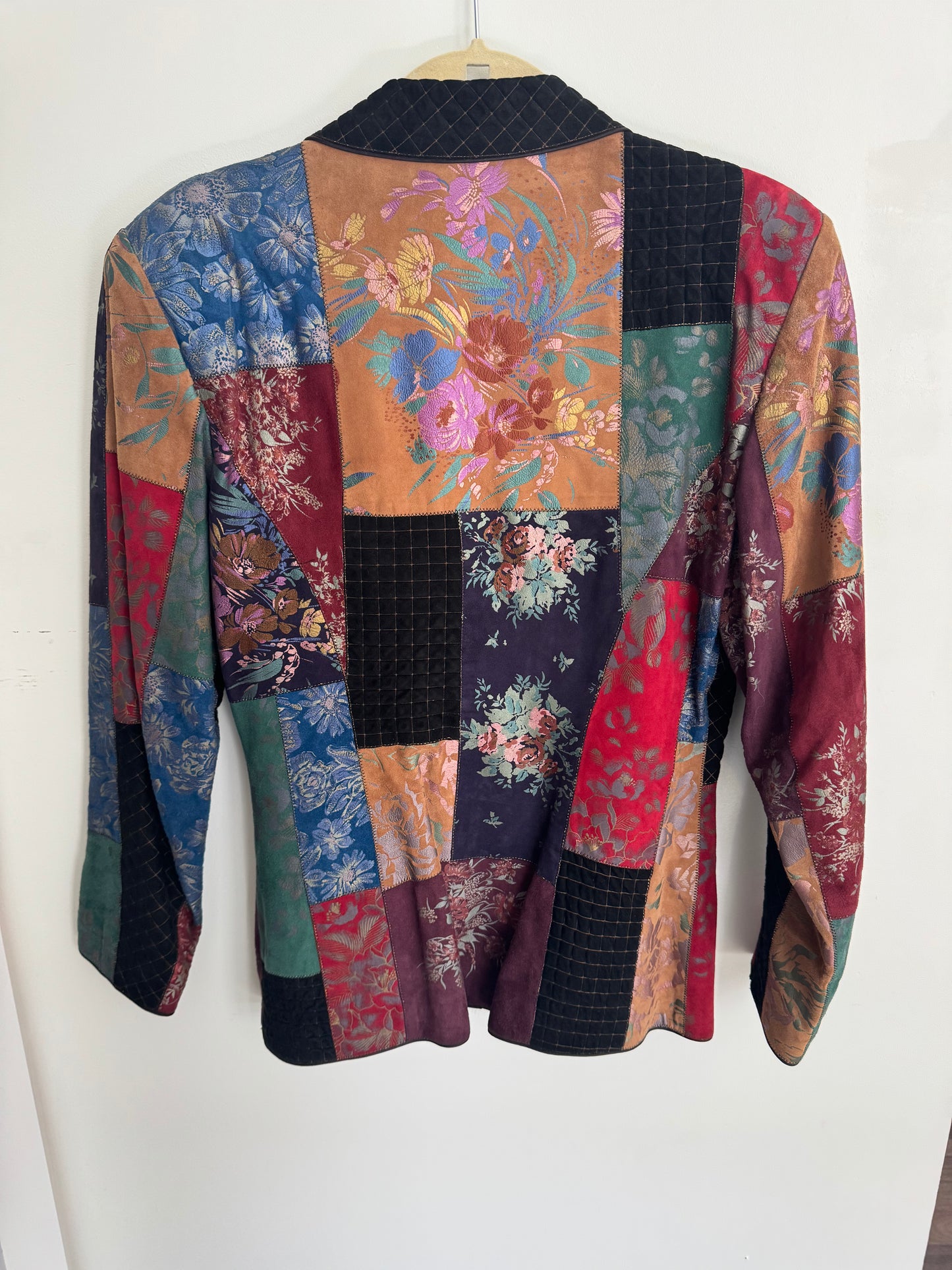 Roberto Cavalli patchwork painted suede blazer S