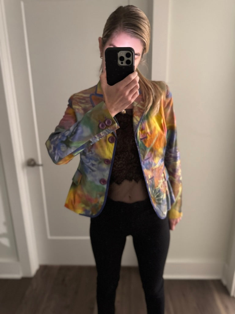 Moschino cheap and chic watercolor cotton blazer S