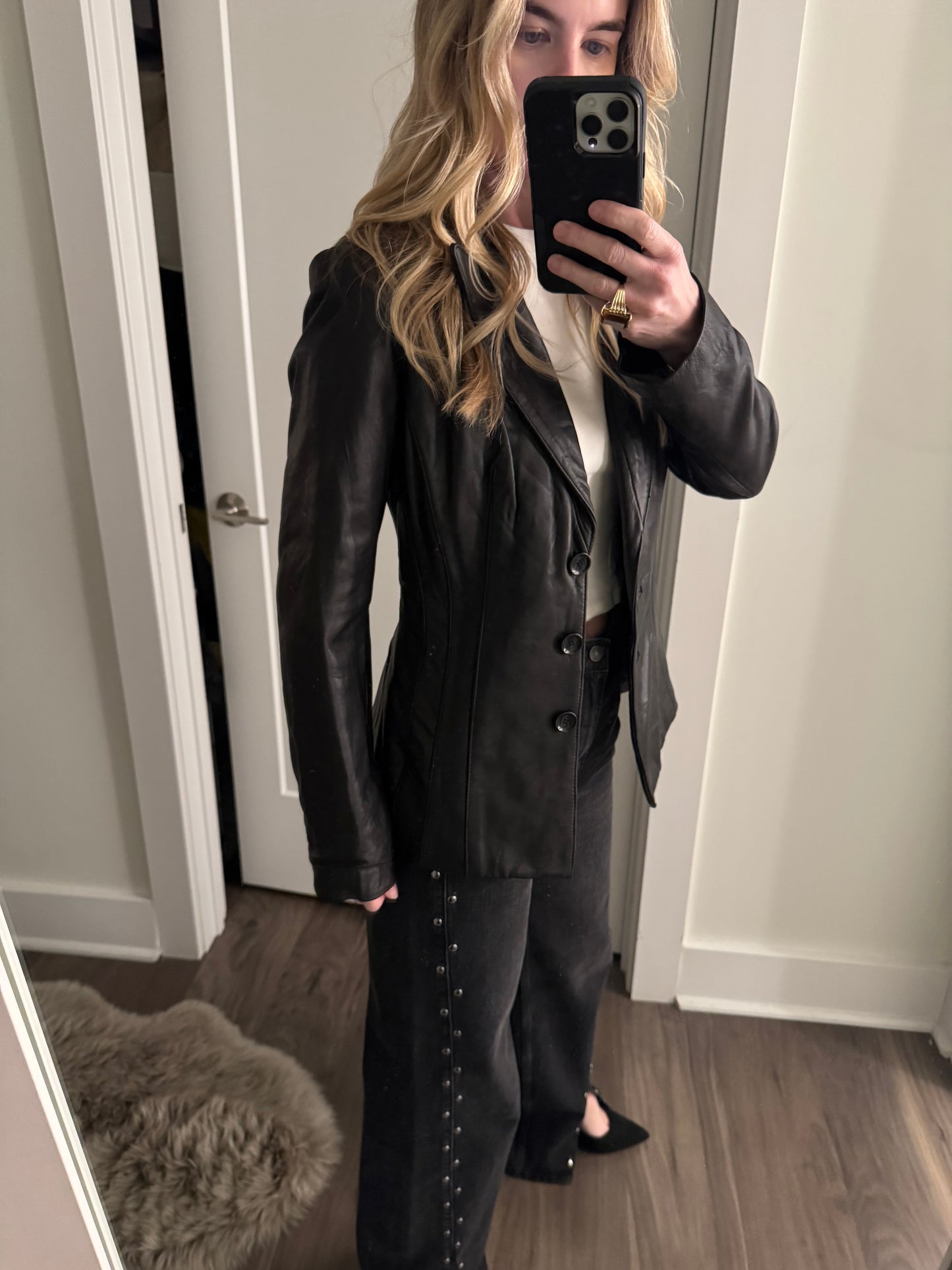 Jones NY/Vintage Twin lambskin leather blazer M