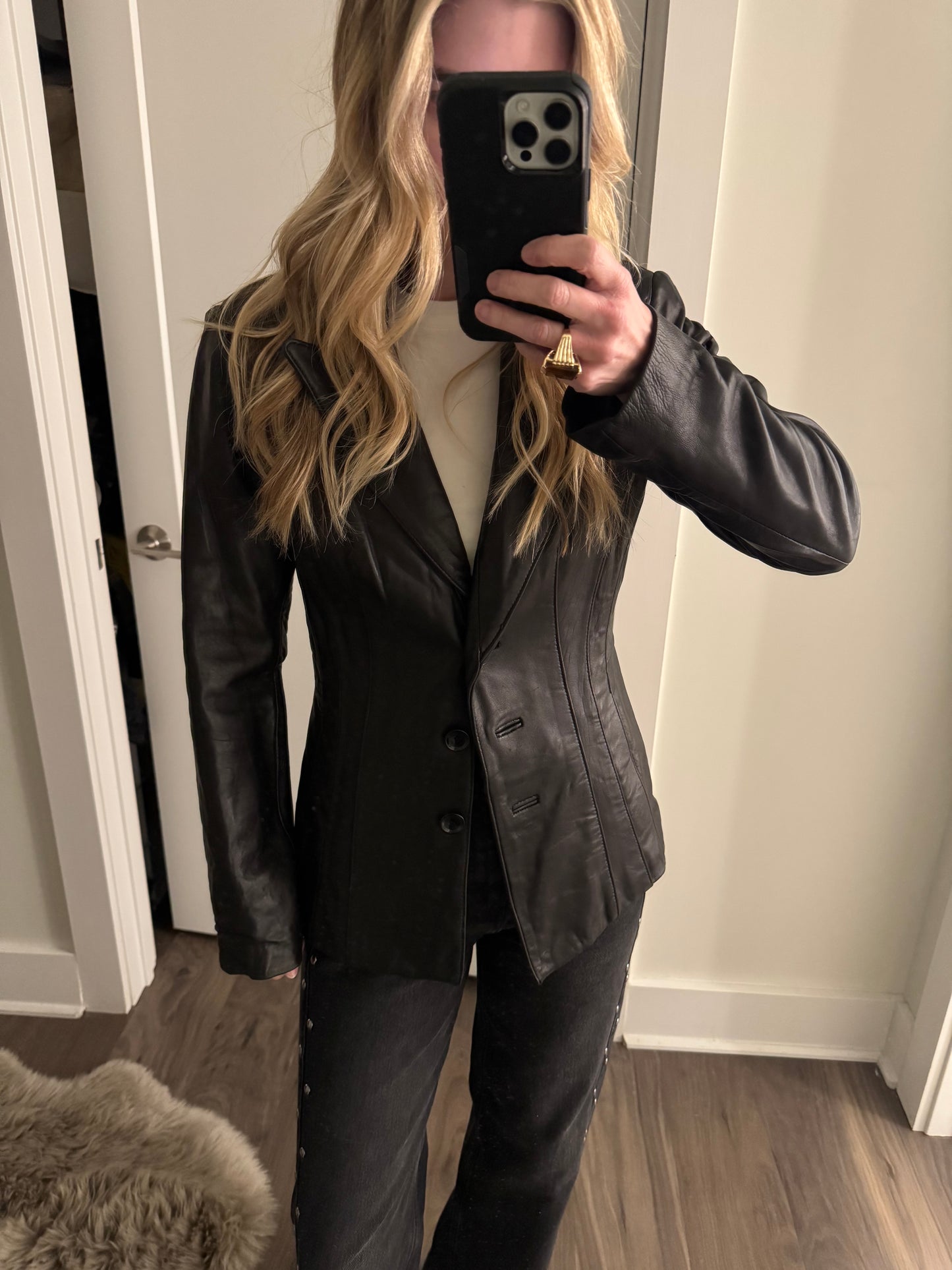 Jones NY/Vintage Twin lambskin leather blazer M