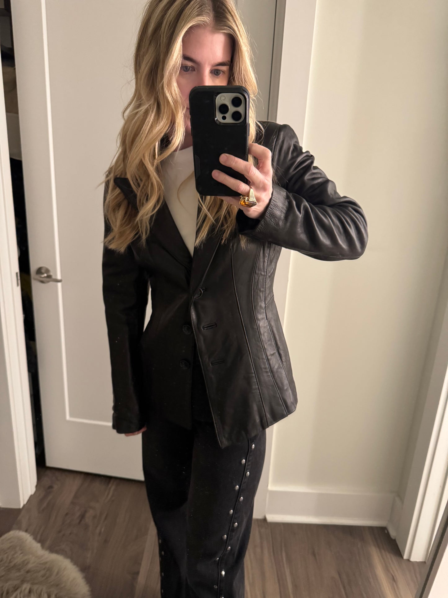 Jones NY/Vintage Twin lambskin leather blazer M