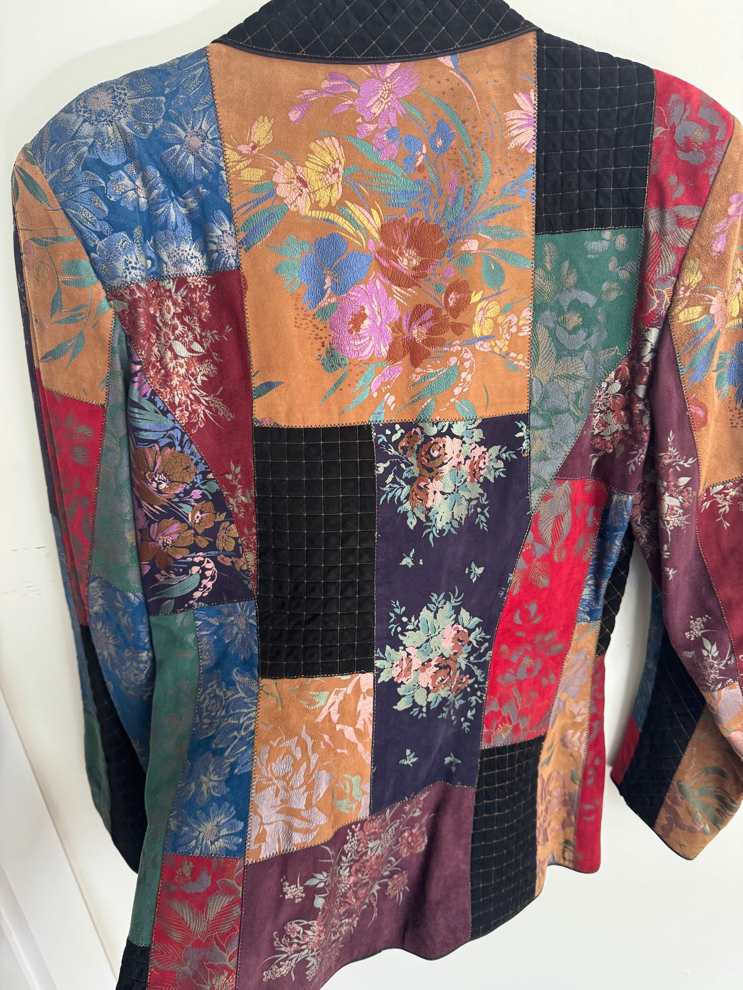 Roberto Cavalli patchwork painted suede blazer S