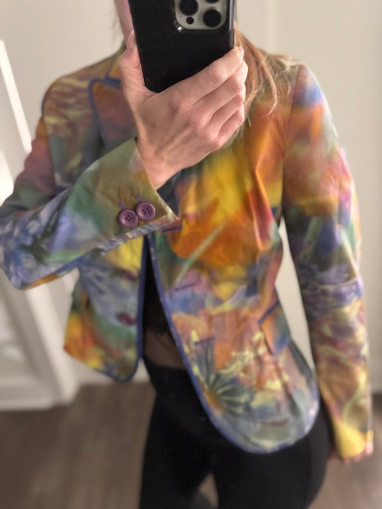 Moschino cheap and chic watercolor cotton blazer S