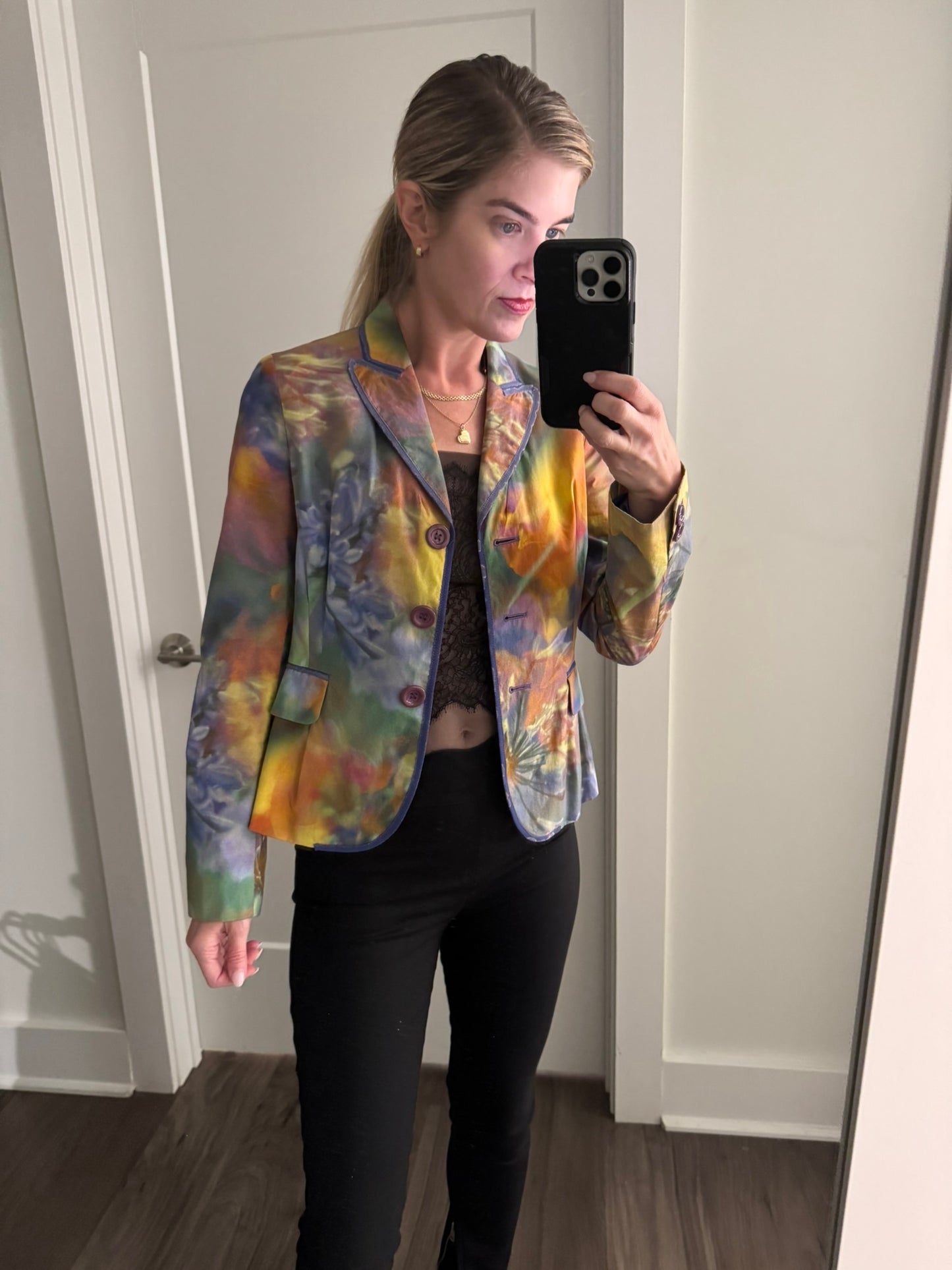 Moschino cheap and chic watercolor cotton blazer S